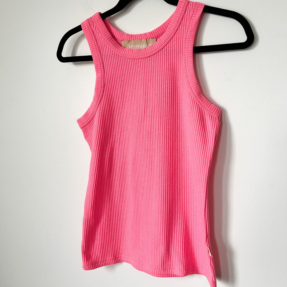 NWT Araminta James The Everyday Tank Watermelon Pink Waffle Knit Women XS Beach - Picture 2 of 9